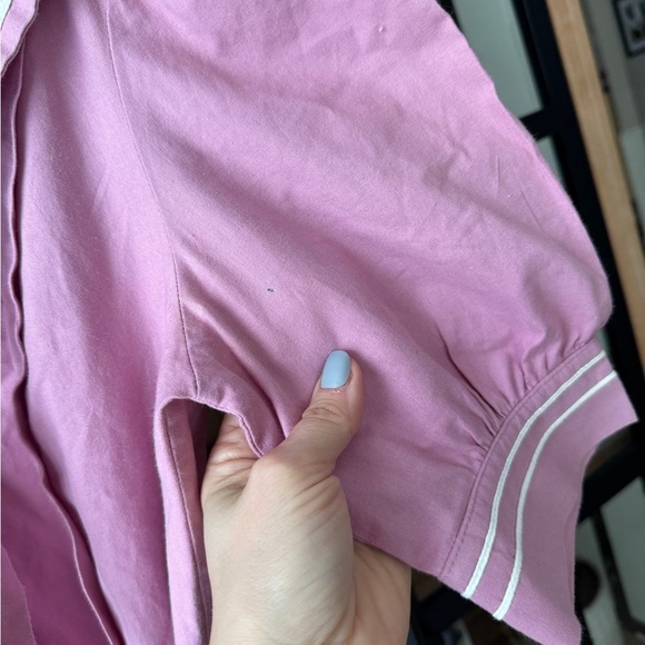 Vintage 1980s Laura Ashley Pink Sailor Dress maxi midi tie front collar peony - Picture 6 of 9